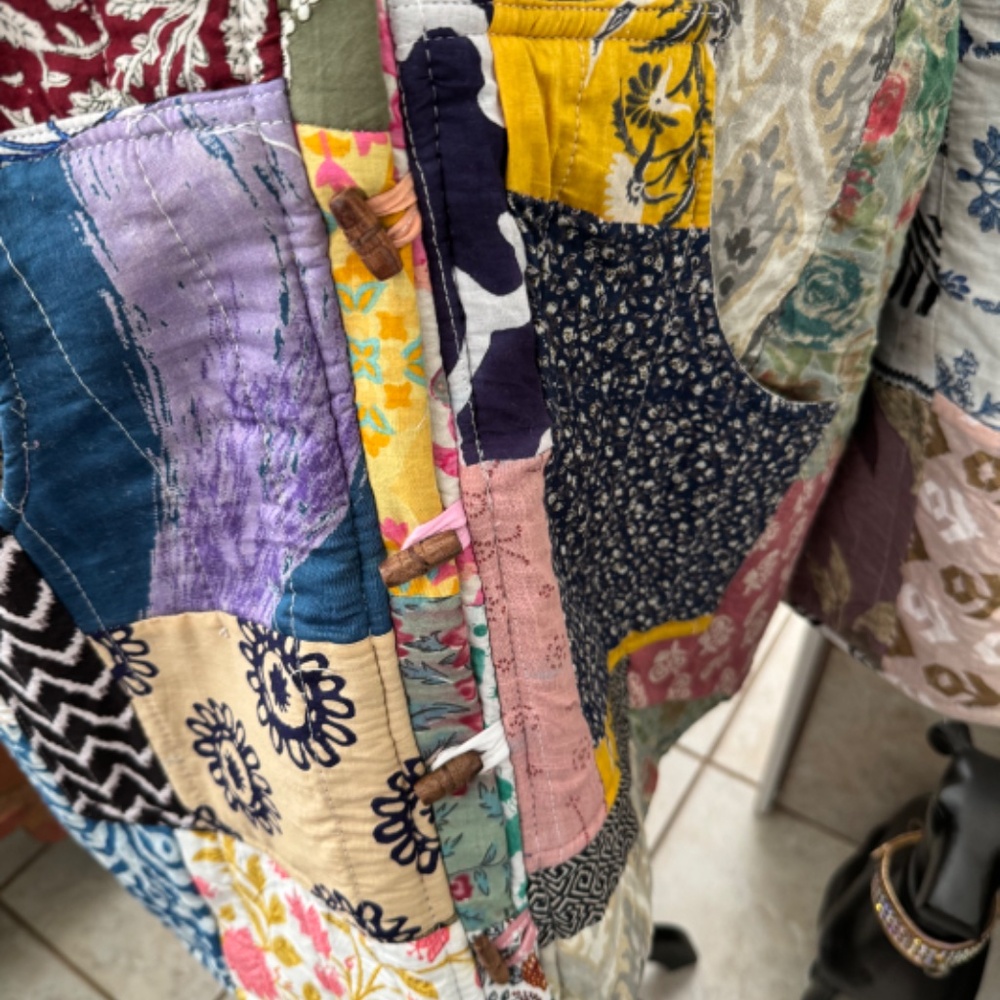 Ashley Taylor Patchwork Hoodie Boho Colorful One … - image 3